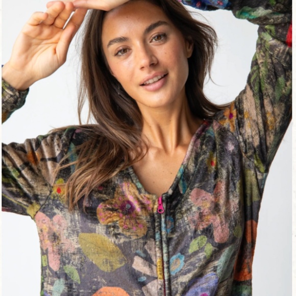 NWT Natural Life Women's S Fleece One Piece Multi Floral Romper - Picture 4 of 5